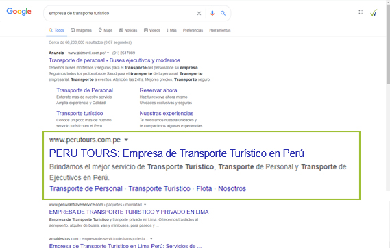 Posicionamiento web seo Perú Tour